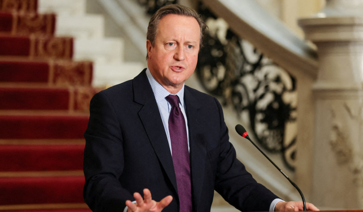 Egyptian Foreign Minister Sameh Shoukry (not pictured) and British Foreign Secretary David Cameron hold a press conference, amid the ongoing conflict between Israel and the Palestinian Islamist group Hamas, in Cairo, Egypt, December 21, 2023. (REUTERS)