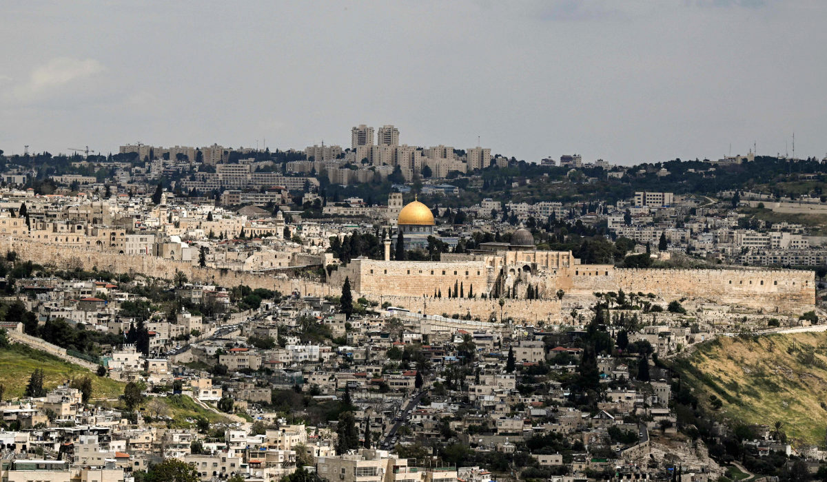 A picture shows a view of the al-Aqsa mosque complex with its Dome of the Rock mosque on the last day of the Muslim holy month of Ramadan in Jerusalem on April 9, 2024. (AFP)