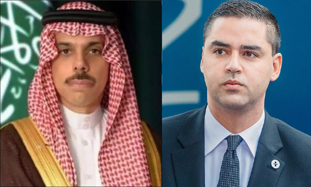 Saudi Foreign Minister Prince Faisal bin Farhan holds a phone call with his Maltese counterpart Ian Borg. (File/SPA/Wikipedia)