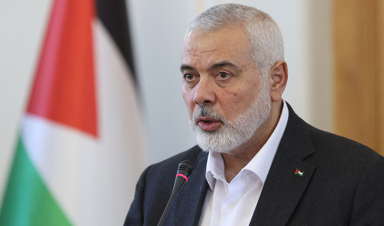 Palestinian group Hamas' top leader, Ismail Haniyeh speaks during a press conference in Tehran, Iran, March 26, 2024. (REUTERS/File)