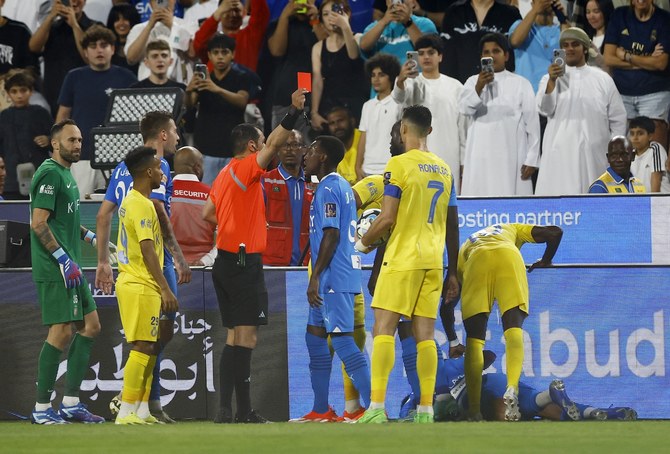 French footballer Bafetimbi Gomis on Thursday defended Al-Hilal’s Saudi defender Ali Al-Bulayhi following his altercation with Al-Nassr’s Cristiano Ronaldo on Monday during their Super Cup semifinal showdown. (Reuters)