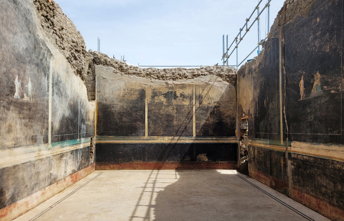 A fresco of a mythological character inspired by the Trojan War is seen in this handout picture taken in the ancient archeological site of Pompeii and released on April 11, 2024. (Parco Archeoligico di Pompei/Handout via REUTERS)