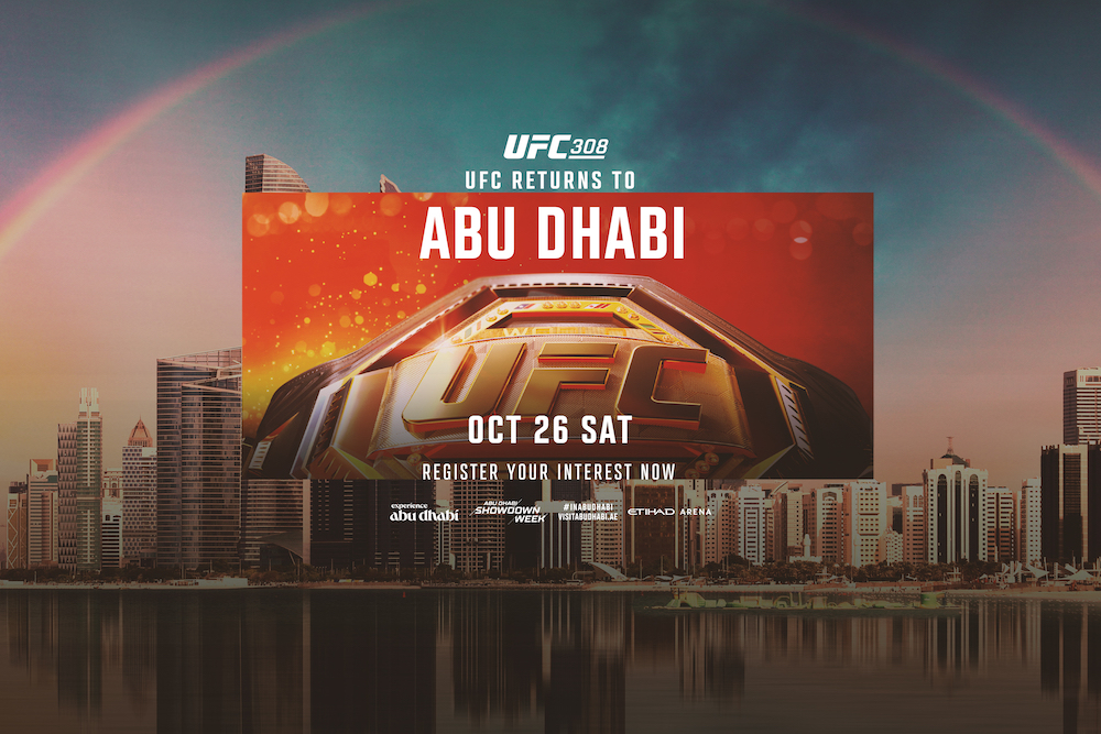 The return to Abu Dhabi for UFC 308 will mark the 19th UFC event in the UAE and the second this year following fight night on Aug. 3. (X:@ufc)