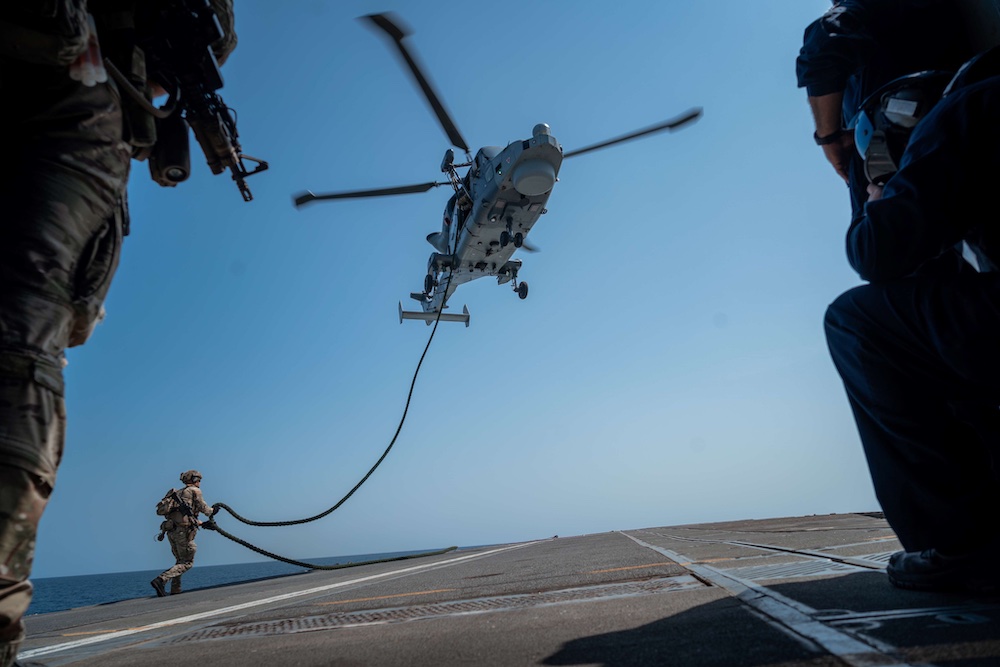 The crew of HMS Lancaster, in tandem with the Royal Marines, intercepted drug smuggling vessels in the Indian Ocean carrying 3.7 tons of the contraband. (X: @HMSLANCASTER)