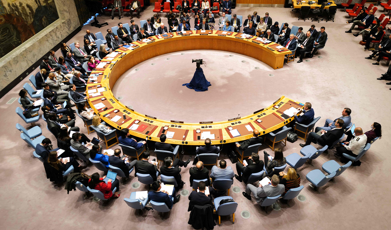 The United Nations Security Council holds a meeting on the situation in the Middle East, including Iran's recent attack against Israel, at UN headquarters in New York City on April 14, 2024. (AFP)