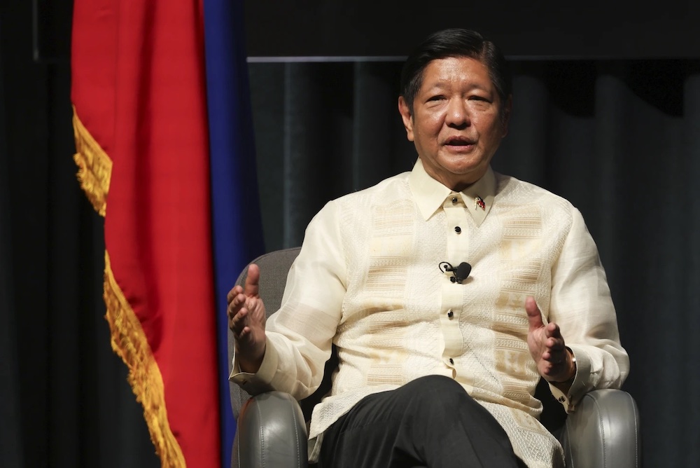 Philippine President Ferdinand Marcos Jr. talks with the audience following his address to the Lowy Institute in Melbourne, Australia, March 4, 2024. (AP)