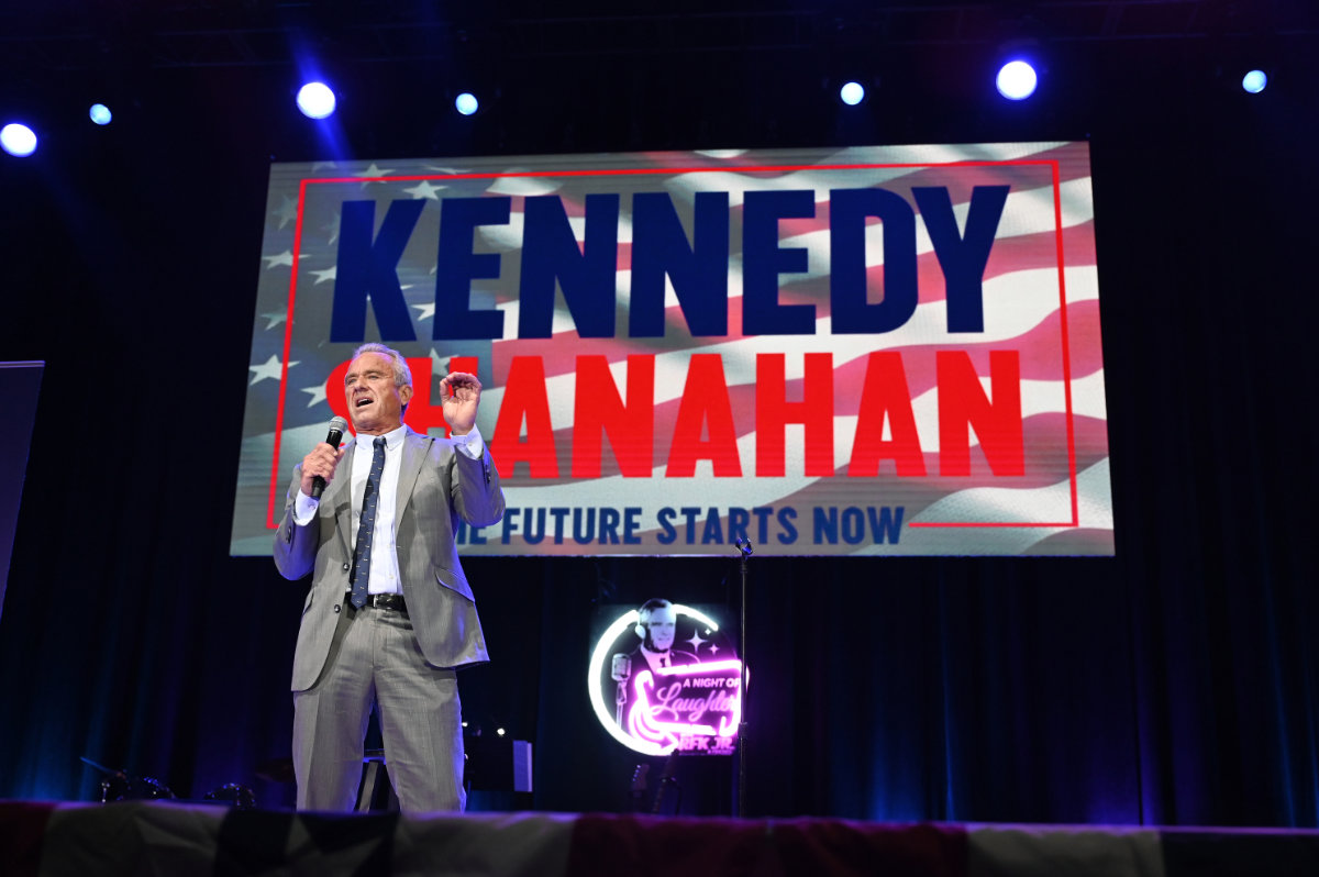 Independent US presidential candidate Robert F. Kennedy Jr. speaks to supporters during a campaign event on April 21, 2024, in Royal Oak, in the state of Michigan. (AP Photo)