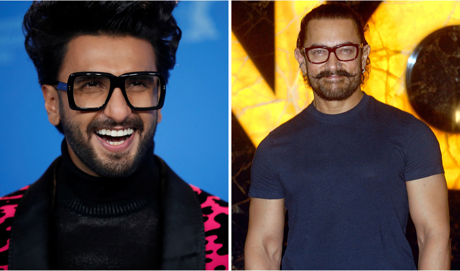 The collage of images created on April 22, 2024 shows actors of Indian cinema Ranveer Singh (left) and Aamir Khan. (REUTERS/AFP)