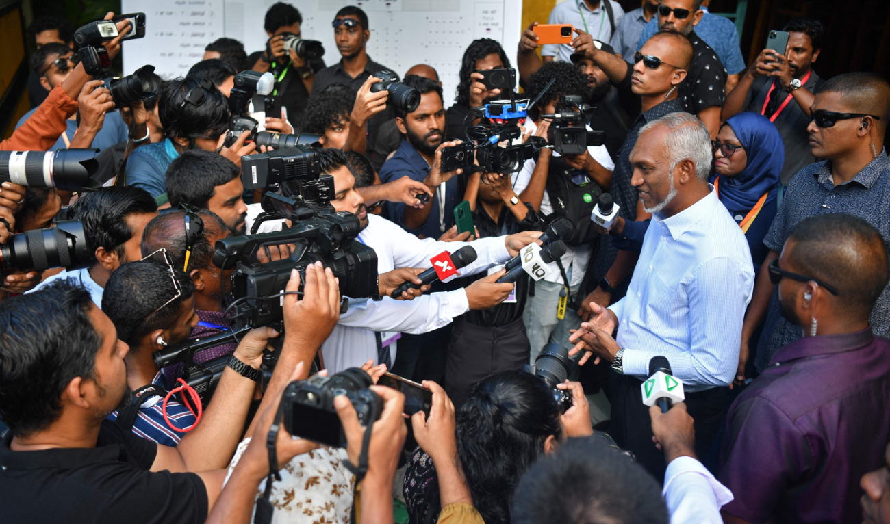 President Mohamed Muizzu’s party, with its coalition partners holds 75 seats in total while the main opposition Maldives Democratic Party dwindled to only 12 seats. (AFP)
