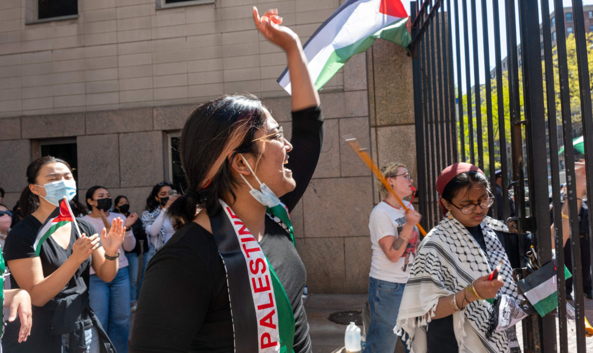 Pro-Palestinian supporters rally on the campus of Columbia University on April 22, 2024 in New York City. (AFP)