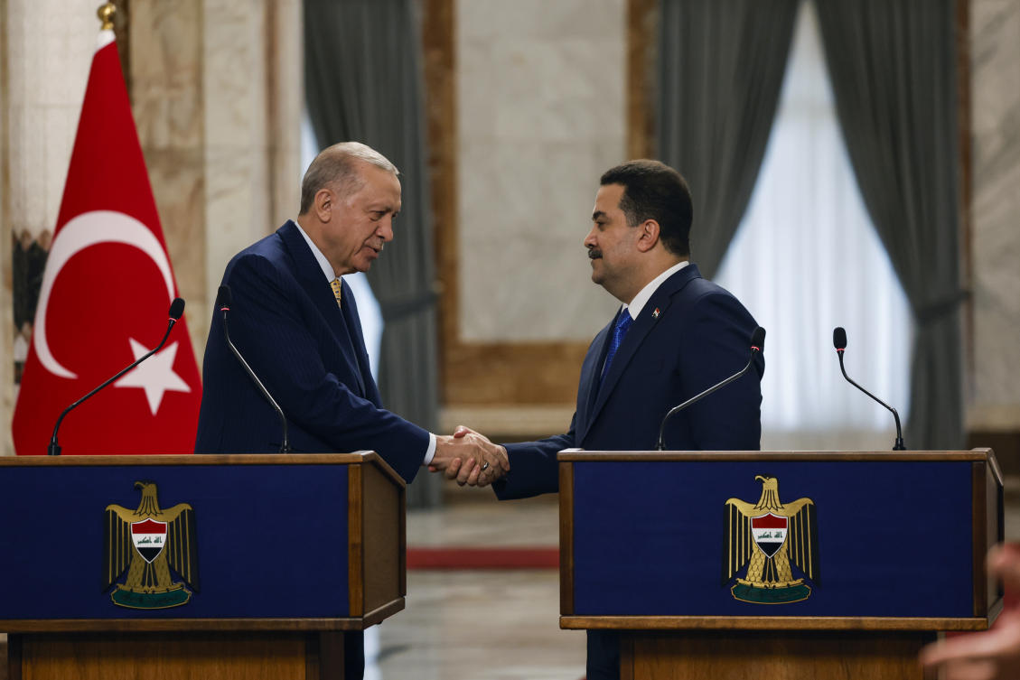 Turkish President Tayyip Erdogan arrived in Iraq on Monday for his first official visit in more than a decade. (File/AP)