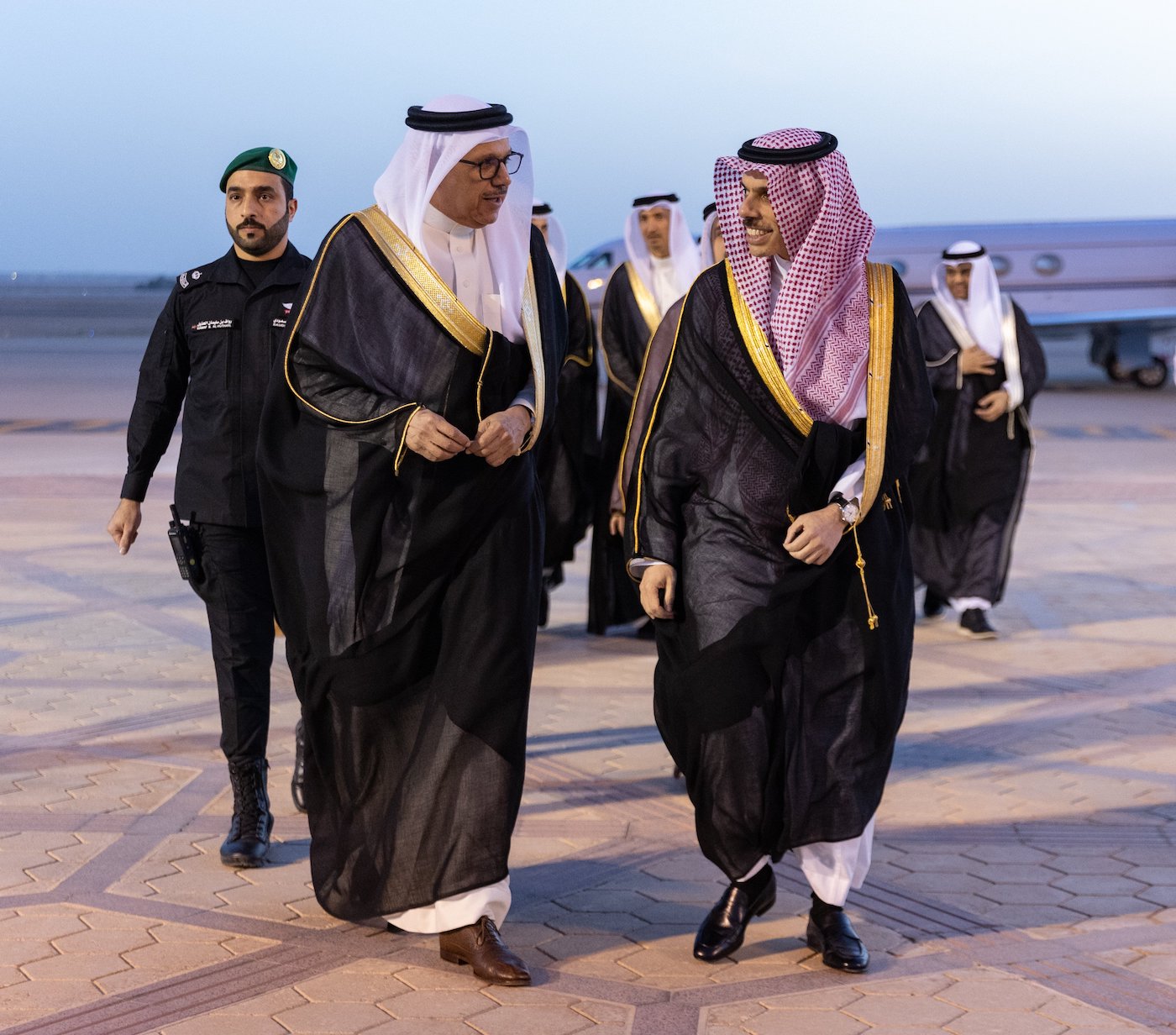 Saudi Foreign Minister Prince Faisal bin Farhan receives his Bahraini counterpart Abdullatif bin Rashid Al-Zayani in Riyadh on Tuesday. (SPA)