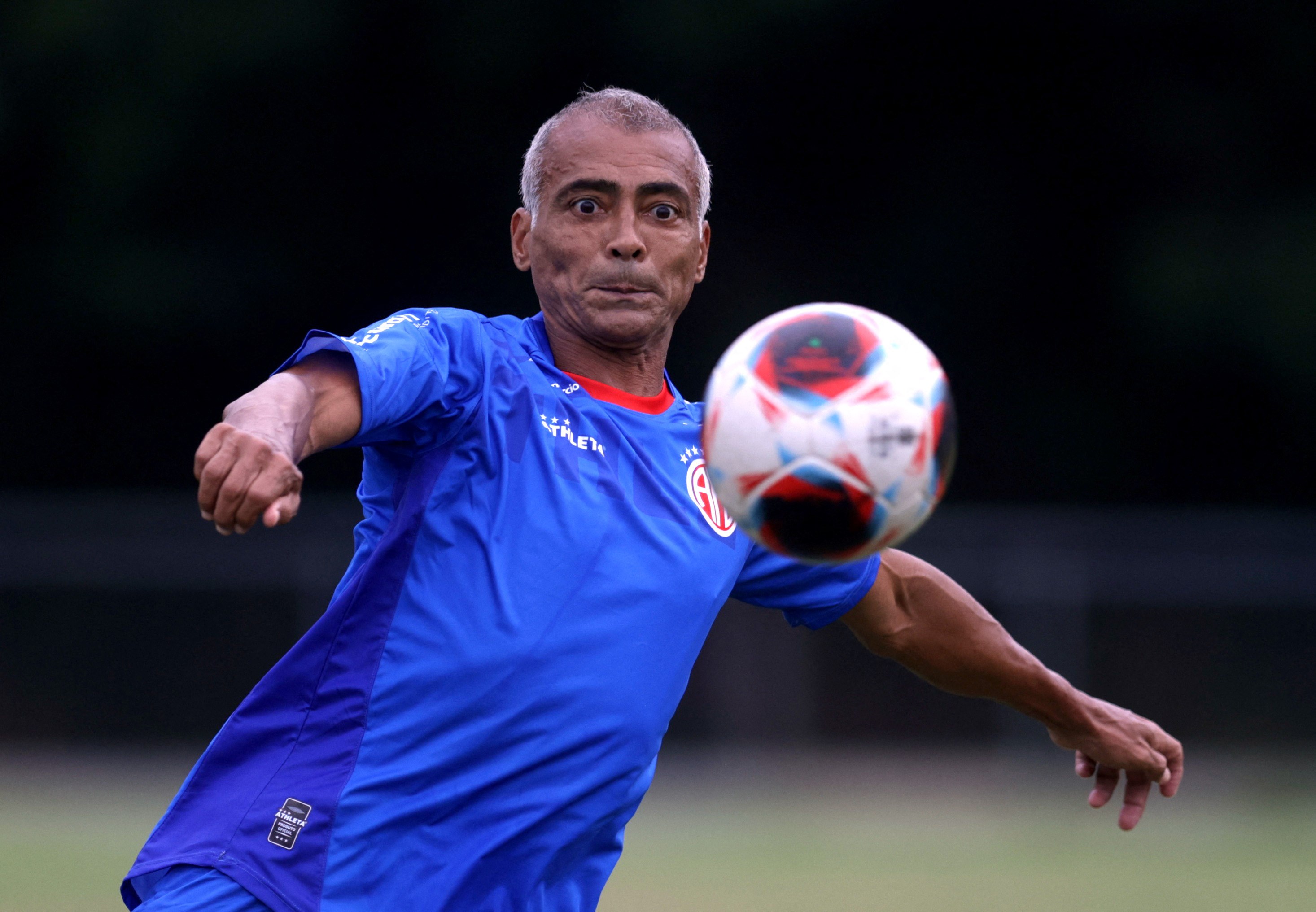 Romario, the former soccer player and senator who is 58 years old, during training with America FC as he prepares for the Rio de Janeiro second division championship. (Reuters)
