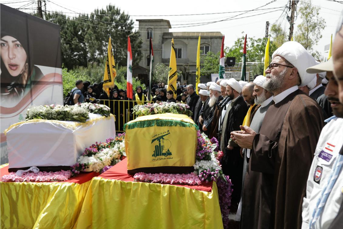 Lebanon's Iran-backed Hezbollah movement said it fired a fresh barrage of rockets across the border on April 24 after a strike blamed on Israel killed the two civilians. (AFP)