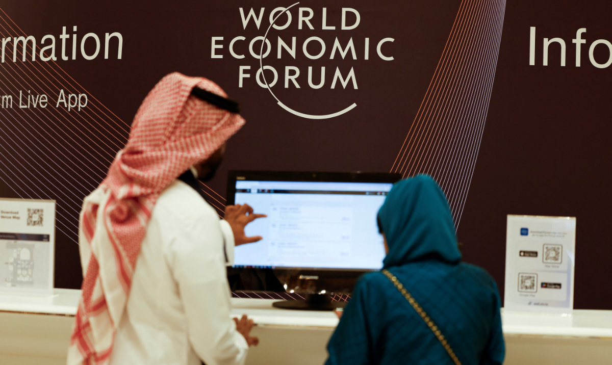 Visitors attend the World Economic Forum (WEF) in Riyadh, Saudi Arabia, April 28, 2024. (Reuters)