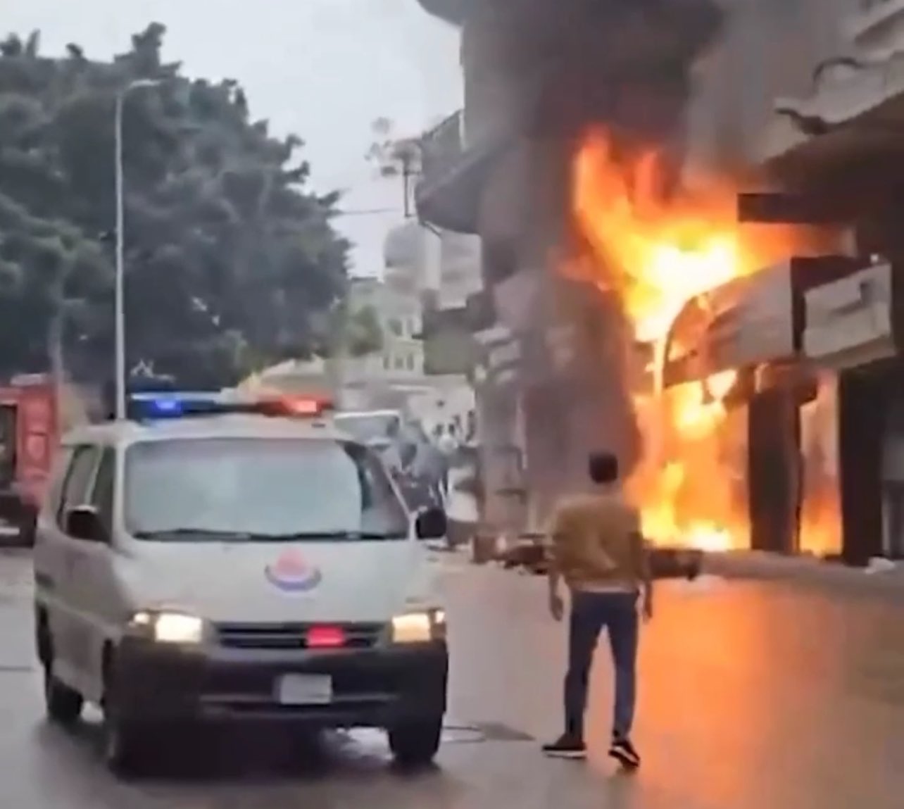 A fire caused by a gas canister explosion killed at least eight people at a restaurant in Beirut on Tuesday. (Screenshot/X)