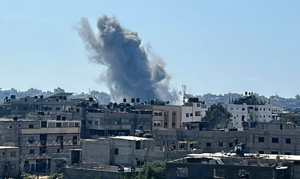 Smoke rises from an Israeli airstrike in the Jebaliya refugee camp in the Gaza Strip, April 13, 2024. (AP)