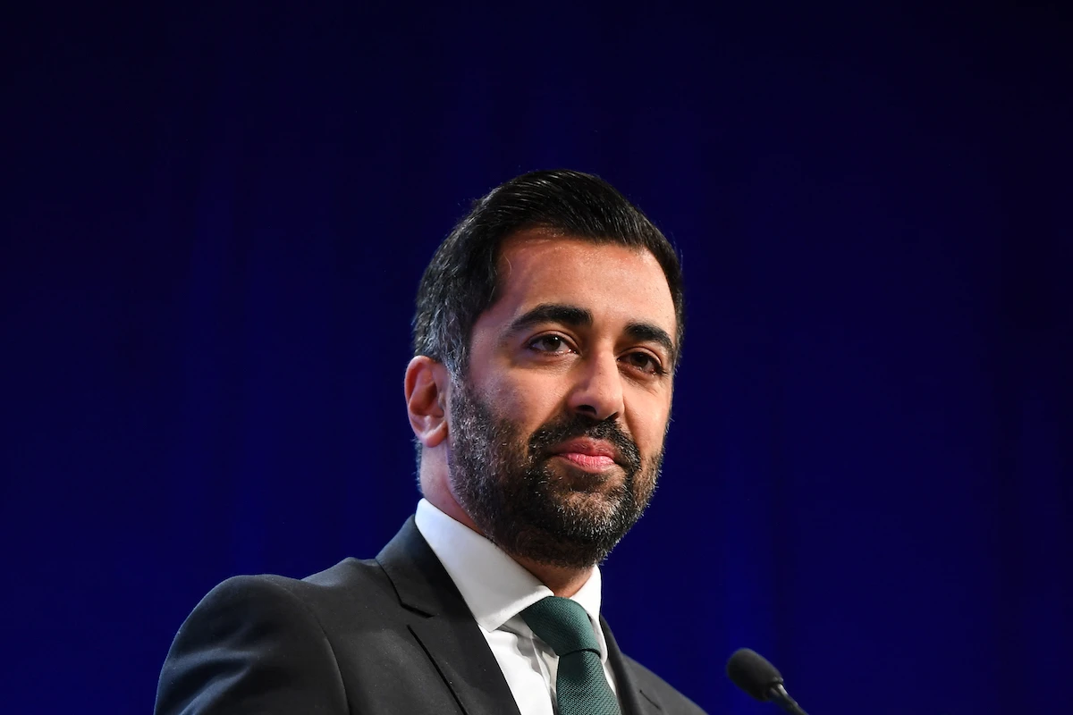 Scotland's First Minister Humza Yousaf delivers a speech during the Scottish National Party (SNP) annual conference. (File/AFP)