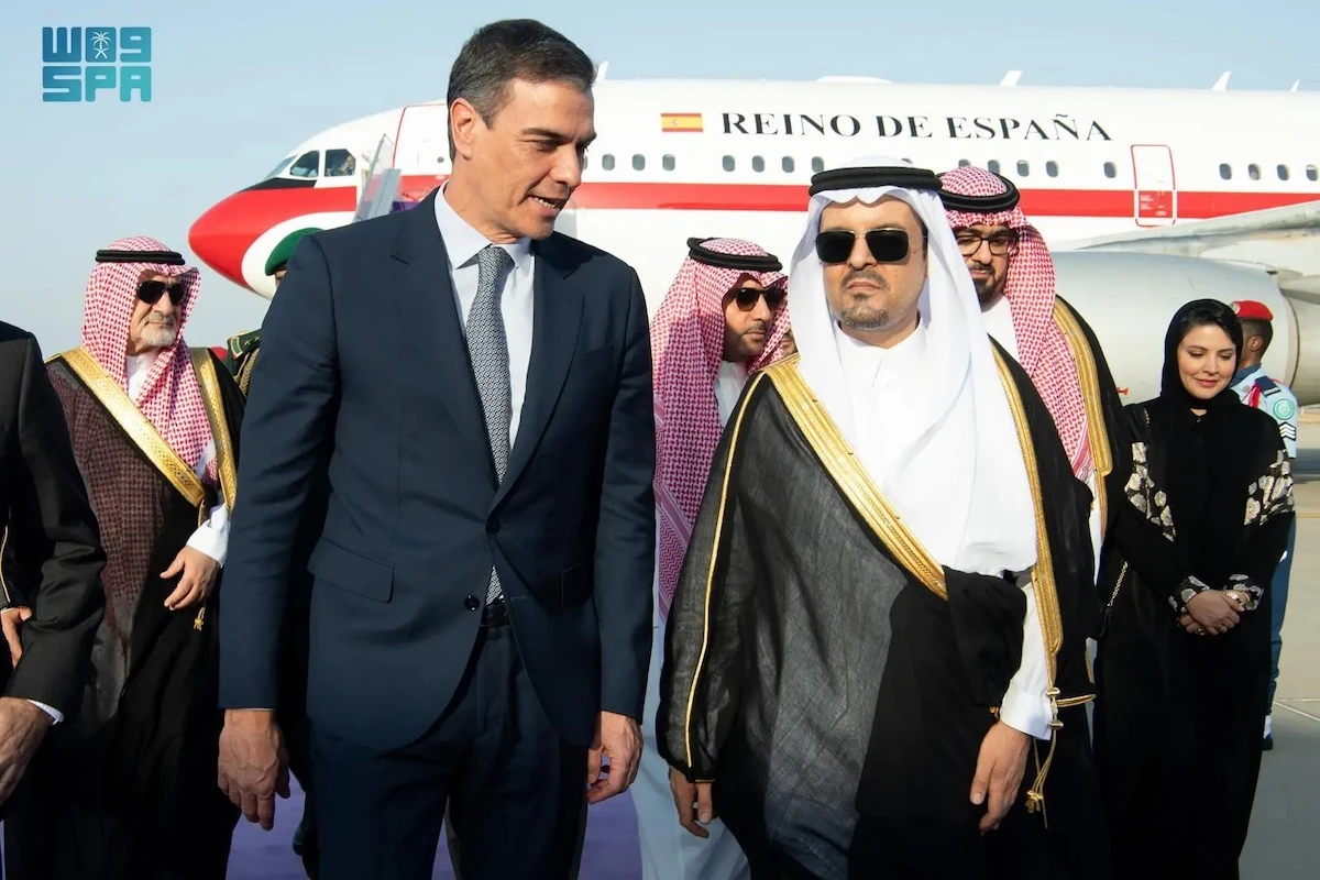Spanish Prime Minister Pedro Sanchez at King Abdulaziz International Airport. (SPA)