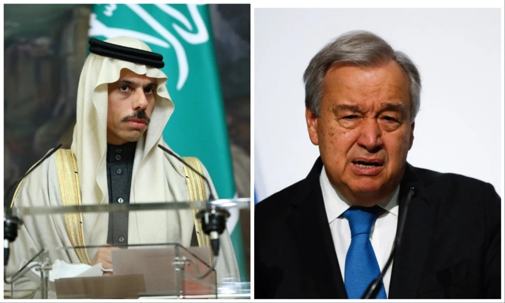 Saudi Arabia’s Foreign Minister Prince Faisal bin Farhan received a phone call from UN Secretary-General Antonio Guterres on Monday. (File/AFP)