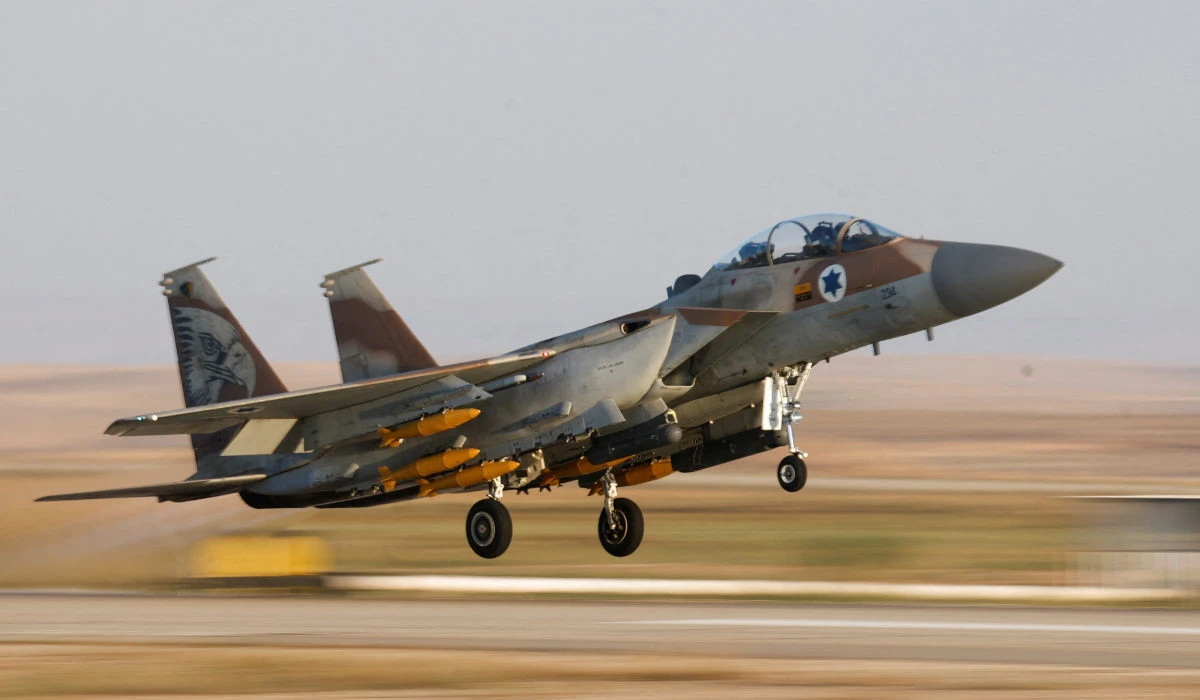 A F-15 fighter jet takes off during a graduation ceremony for Israeli Air Force pilots at Hatzerim Airbase, in southern Israel, June 29, 2023. (REUTERS)
