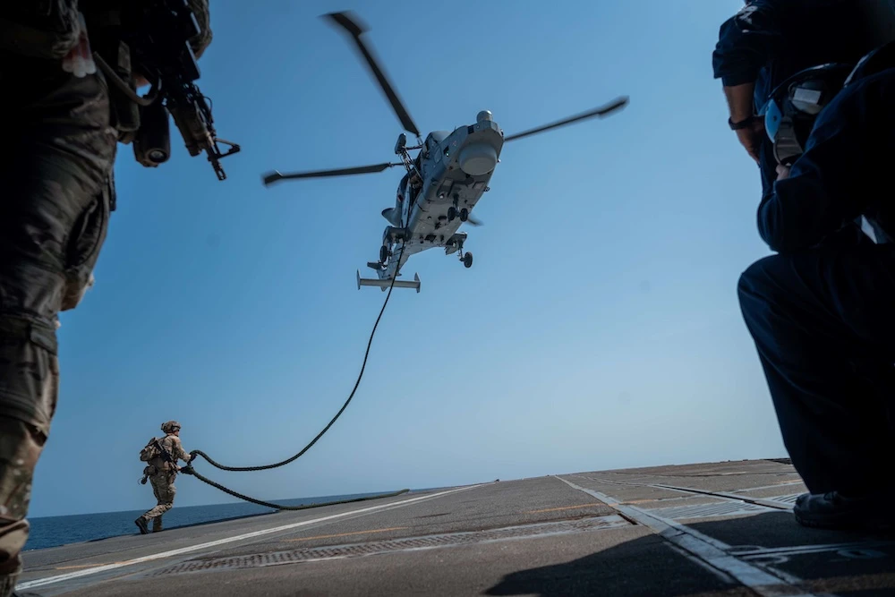 The crew of HMS Lancaster, in tandem with the Royal Marines, intercepted drug smuggling vessels in the Indian Ocean carrying 3.7 tons of the contraband. (X: @HMSLANCASTER)