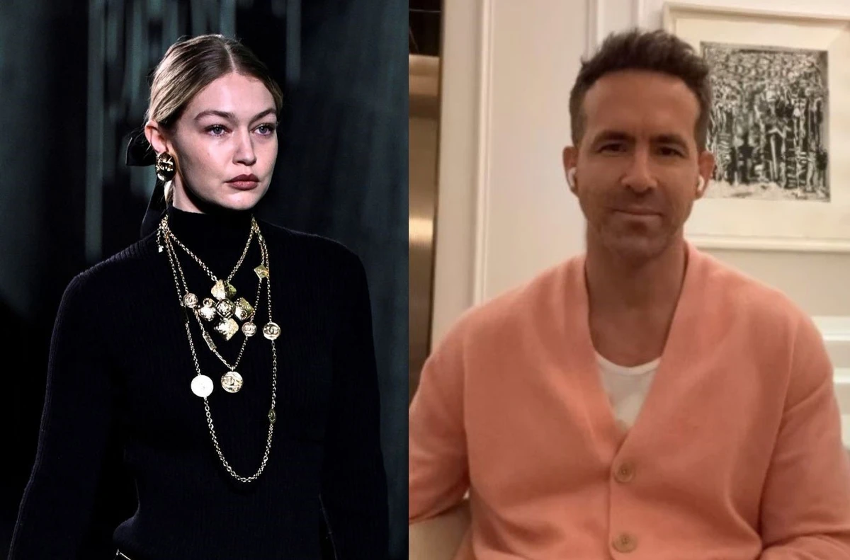 Ryan Reynolds (right) spotted wearing Gigi Hadid's Guest in Residence cardigan. (AFP/Instagram)