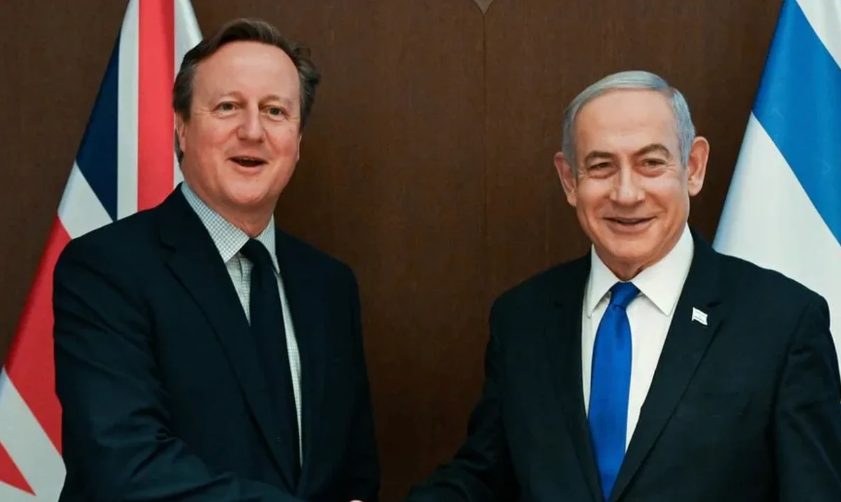 UK Foreign Secretary Lord Cameron held talks with Israel's Prime Minister Benjamin Netanyahu in Jerusalem on Wednesday. (Office of the Prime Minister of Israel)