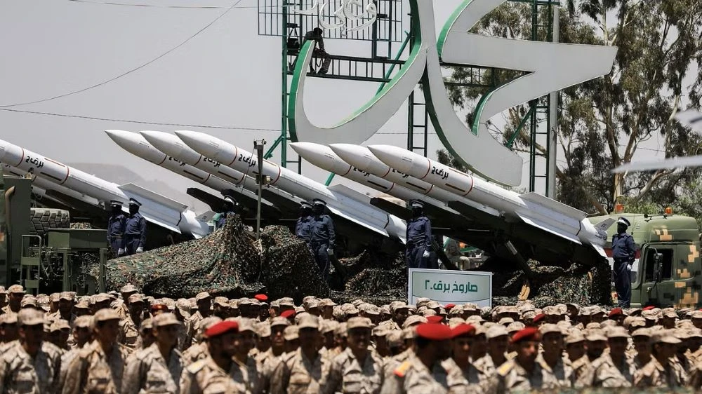 The Houthis showcase their arsenal of missiles at a military parade to mark the anniversary of their takeover of Sanaa, in Sanaa, Yemen, Sept. 21, 2023. (Reuters)