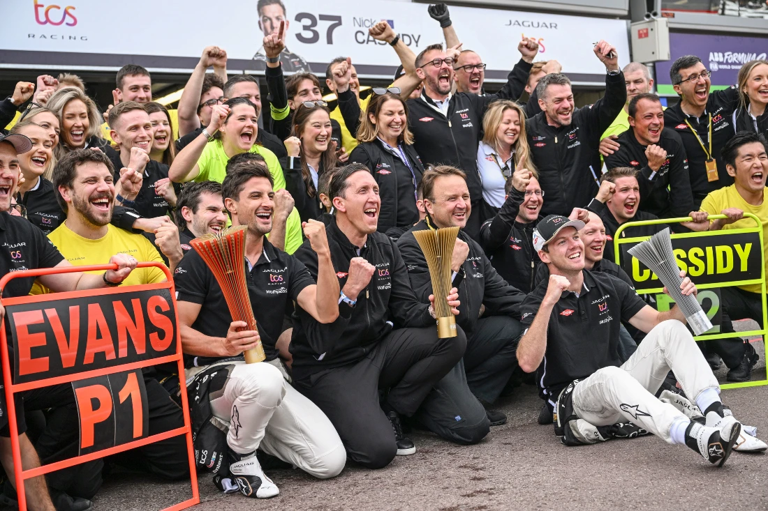 Jaguar TCS Racing tea celebrates victory at the Monaco E-Prix. (Supplied)