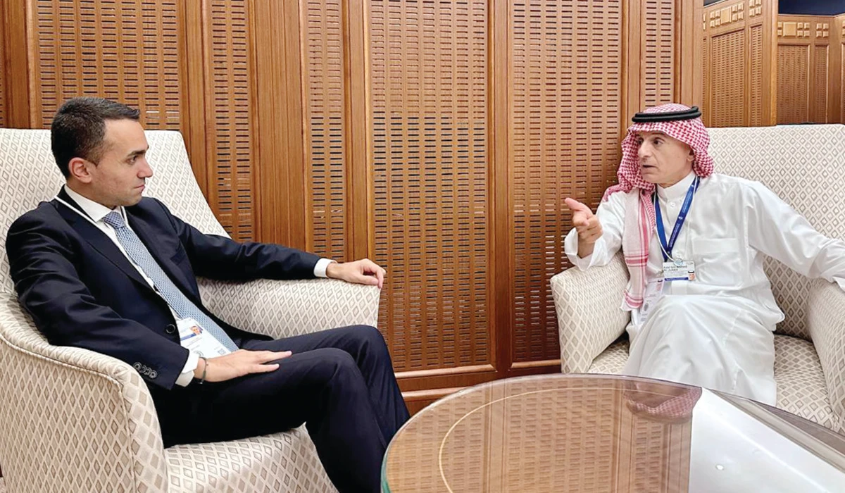 Adel Al-Jubeir holds talks with Luigi Di Maio in Riyadh. (Supplied)