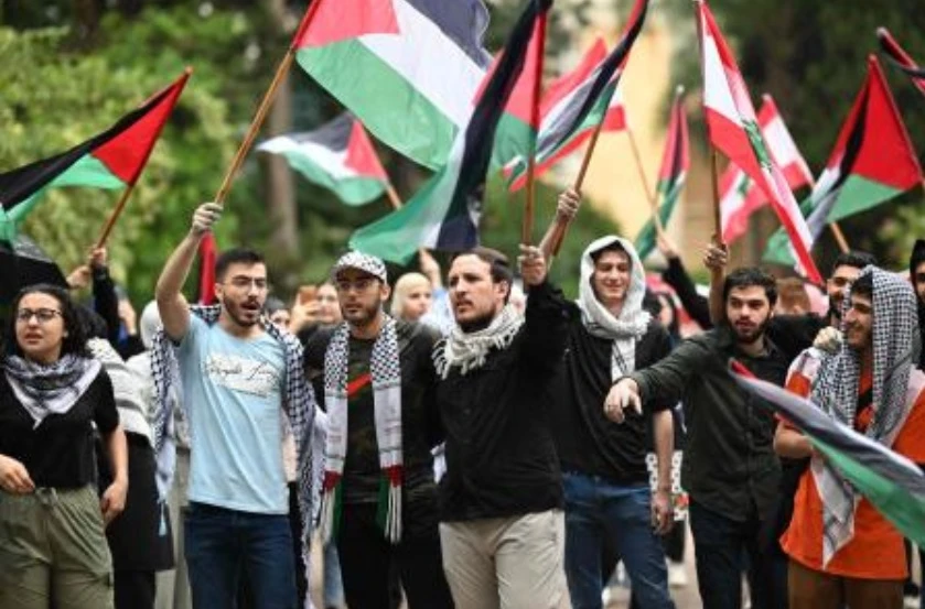 ‘We are with them’: Lebanon students rally for Gaza