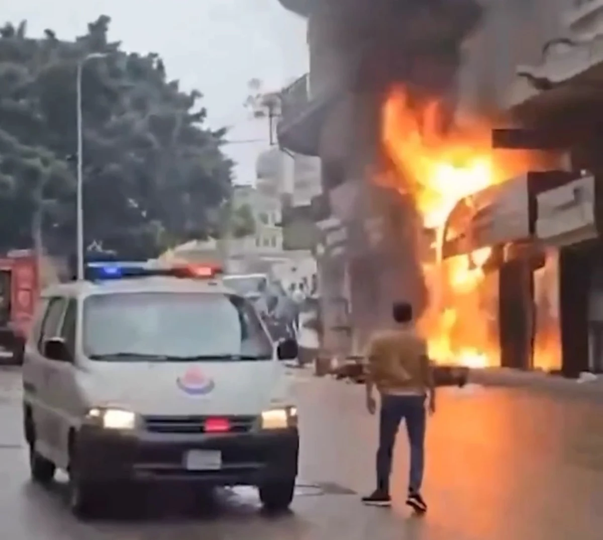 A fire caused by a gas canister explosion killed at least eight people at a restaurant in Beirut on Tuesday. (Screenshot/X)