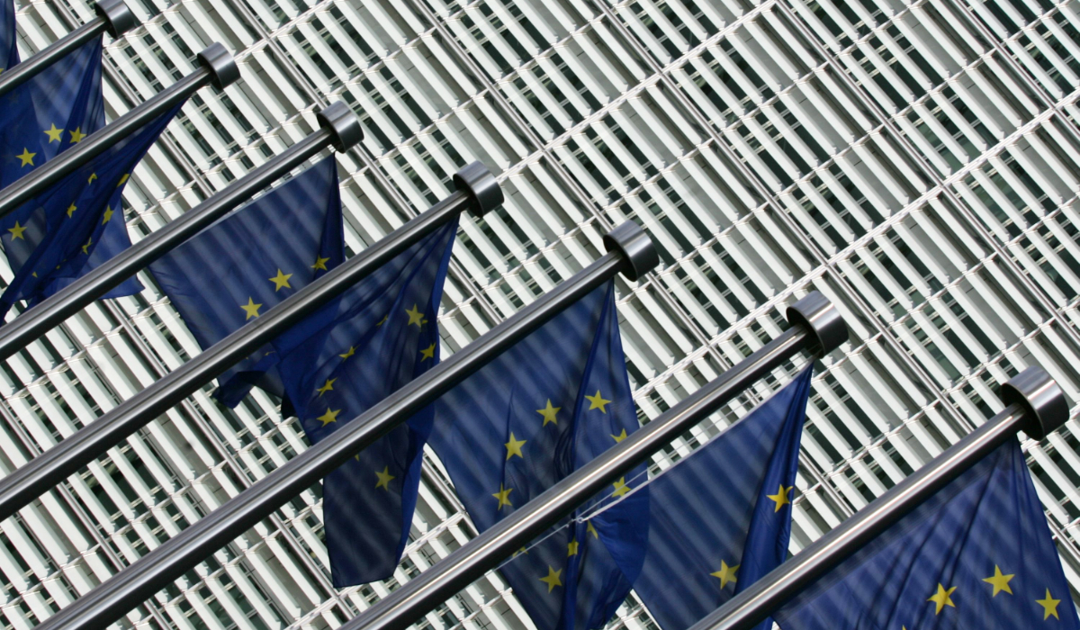 European Flags flutter at the entrance of the European Commission's Parliament building in Brussels. (AFP)
