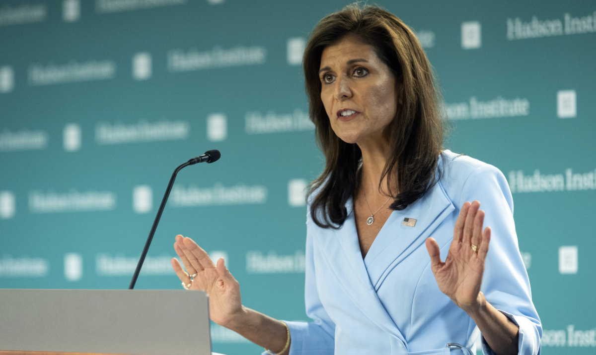 Former UN Ambassador Nikki Haley speaks at the Hudson Institute in Washington, May 22, 2024. (AP)