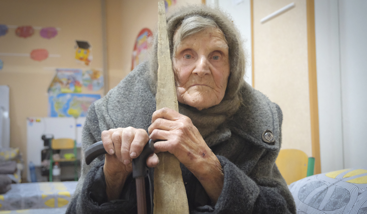 A 98-year-old in Ukraine walked miles to safety from Russians, with slippers and a cane