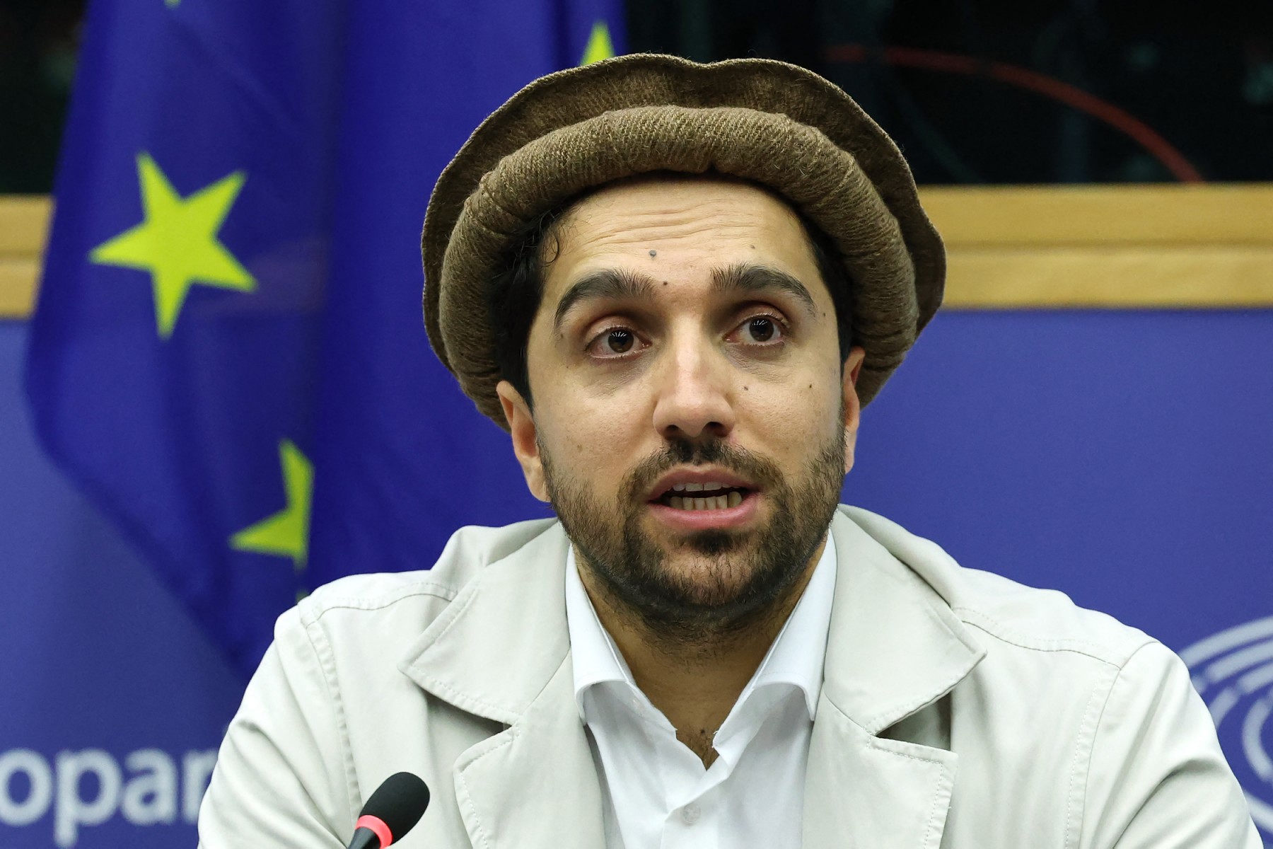 File photo of Ahmad Massoud (C), leader of the National Resistance Front of Afghanistan (AFP)