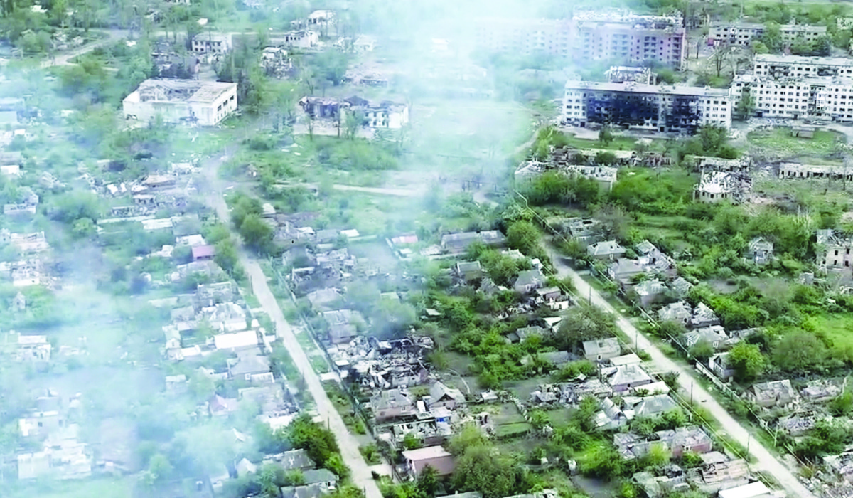This drone footage shows the village of Ocheretyne, a target for Russian forces in the Donetsk region of eastern Ukraine. It had a population of 3,000. (AP)