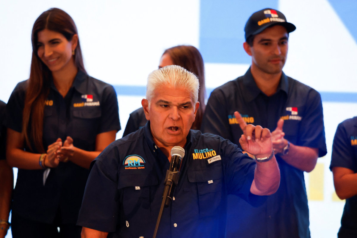 Presidential candidate Jose Raul Mulino speaks to his supporters after he was declared the winner of the presidential election based on preliminary results by the electoral authority, in Panama City, Panama, on May 5, 2024. (REUTERS)