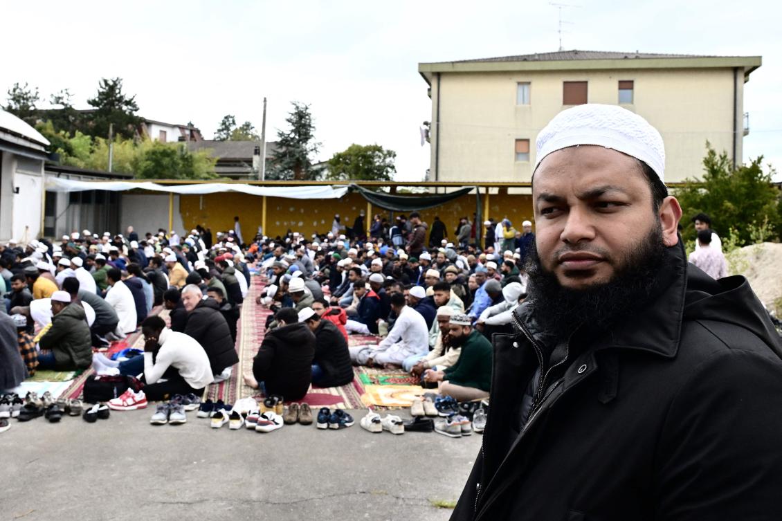 Immigrants make up a third of this city of 30,000 inhabitants outside Trieste, most of them Bangladeshi Muslims such as Rejaul Haq, above, who began arriving in the late 1990s. (AFP)