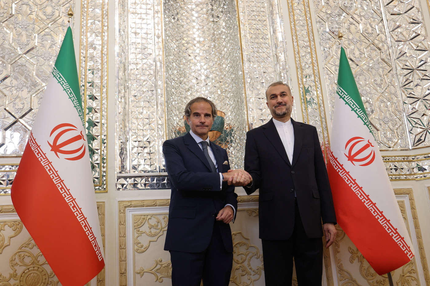 IAEA Director General Rafael Grossi meets with Iran’s Foreign Minister Hossein Amir-Abdollahian in Tehran, Iran, May 6, 2024. (Reuters)