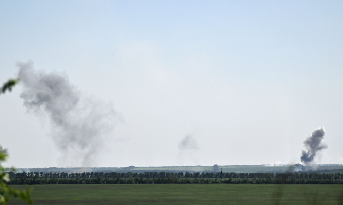 Smoke ascends following shelling in the area of Ocheretyne in the Donetsk region, on May 5, 2024, amid the Russian invasion of Ukraine. (AFP)