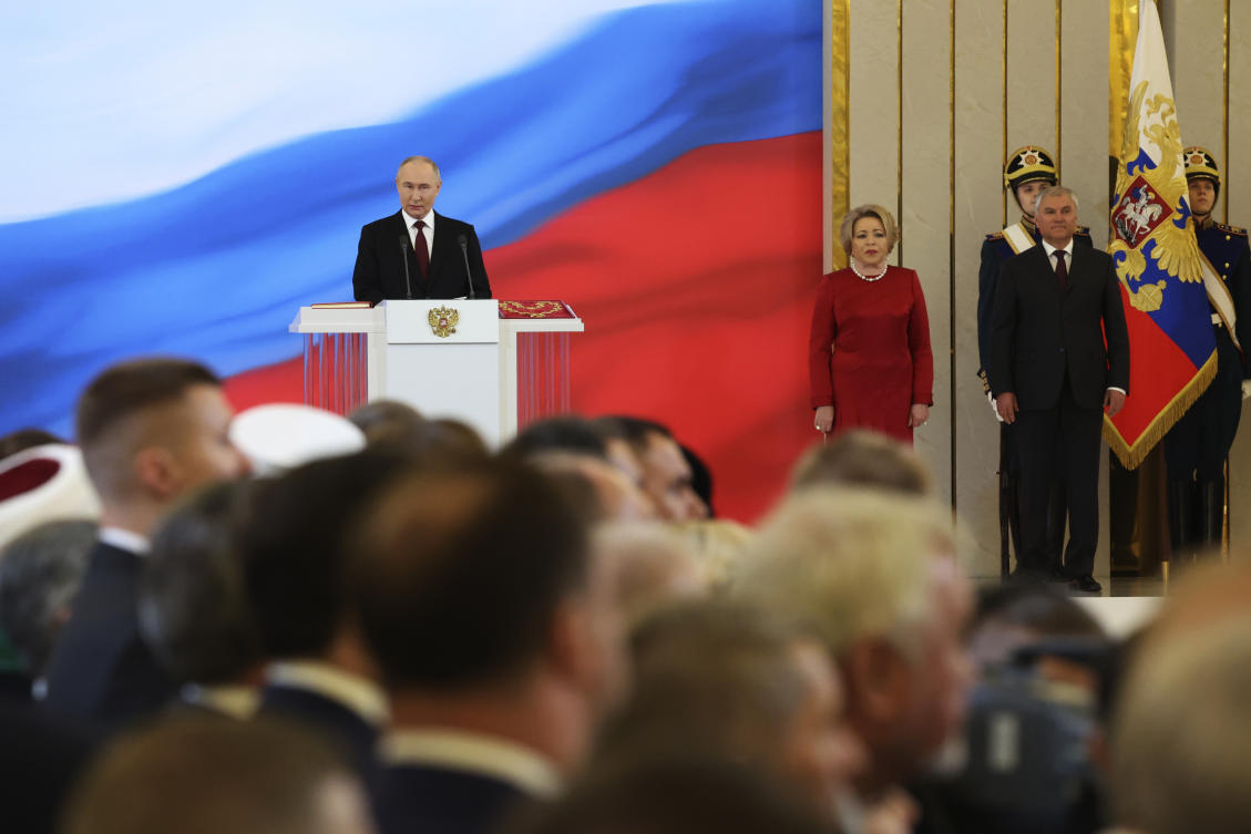 Russian President Vladimir Putin began his fifth term as Russian leader at a glittering Kremlin inauguration, setting out on another six years in office after destroying his political opponents. (AP)