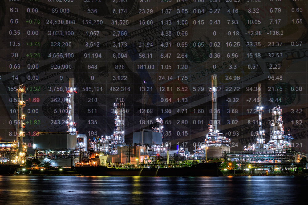 Brent crude oil futures fell 57 cents, or 0.69 percent, to $82.59 a barrel by 9:45 a.m. Saudi time. Shutterstock