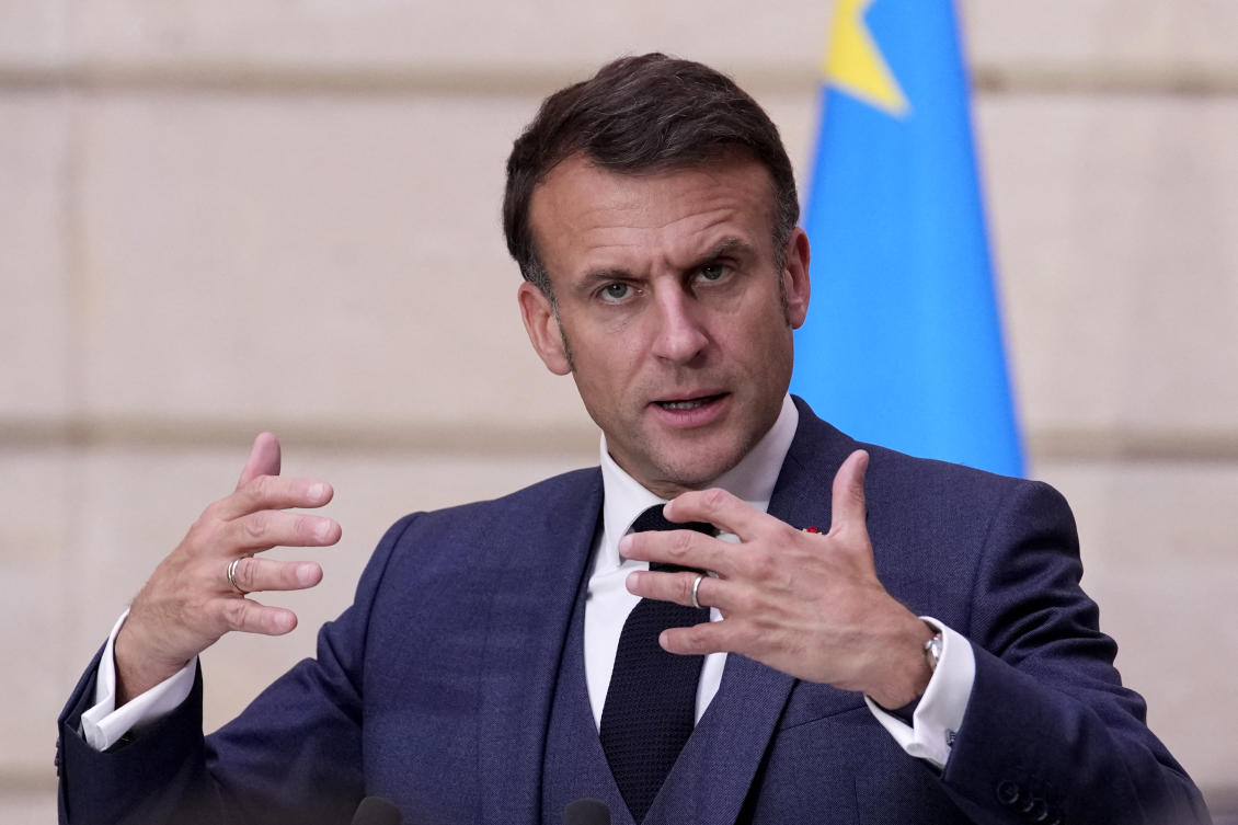 French president Emmanuel Macron has warned that if Russia wins in Ukraine then Europe’s credibility will be reduced to zero. (AFP)