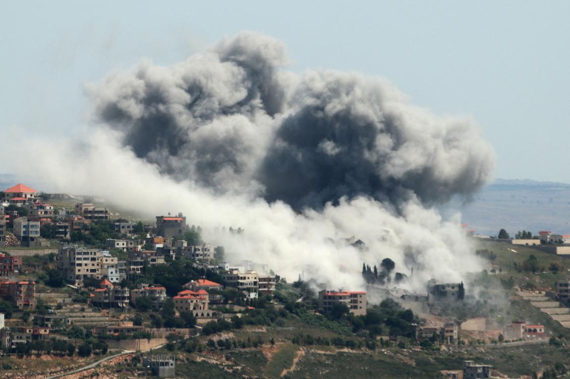 Smoke billows from the site of an Israeli airstrike on the southern Lebanese village of Khiam near the border amid ongoing cross-border tensions as fighting continues between Israel and Palestinian Hamas militants in the Gaza Strip. (File/AFP)