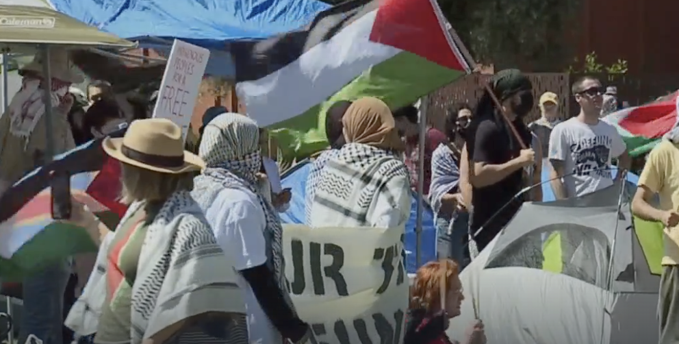 Students protesting against Israel’s war on Gaza are being treated more harshly and unfairly by authorities at Arizona State University than pro-Israel activists, a lawyer has said. (Screenshot/ABC)