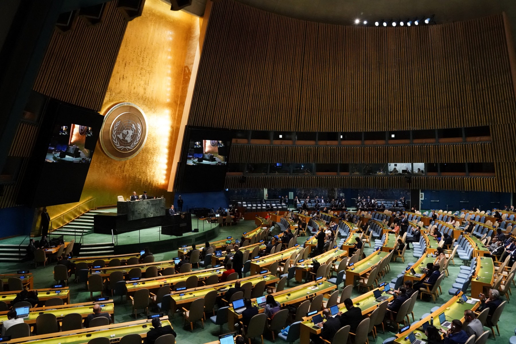 File photo of Iraqi Prime Minister Mohamed Shia al-Sudani addresses the 78th United Nations General Assembly at UN headquarters in New York City on September 22, 2023. (AFP)