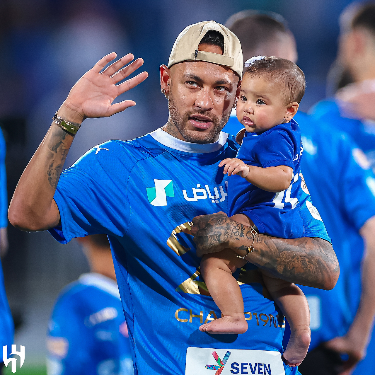Neymar celebrated with his Al-Hilal team-mates after they clinched the Rosh Saudi league title on Saturday. (X: @Alhilal_EN)