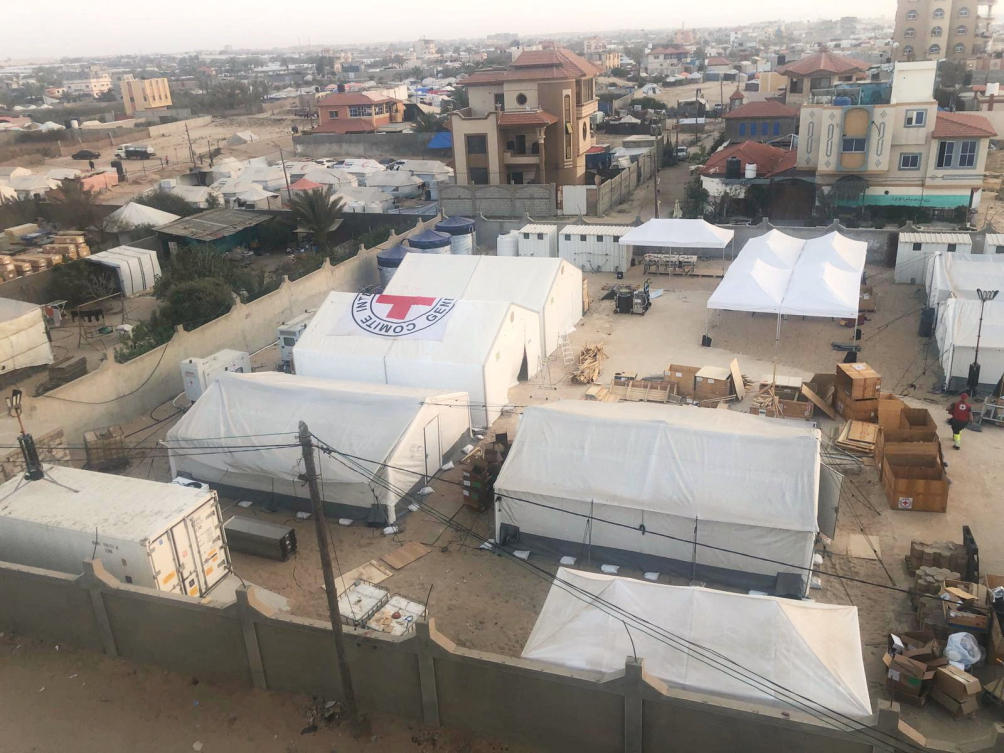 A general view shows a field hospital operated by the International Committee of the Red Cross in Rafah on May 10, 2024. (Reuters)